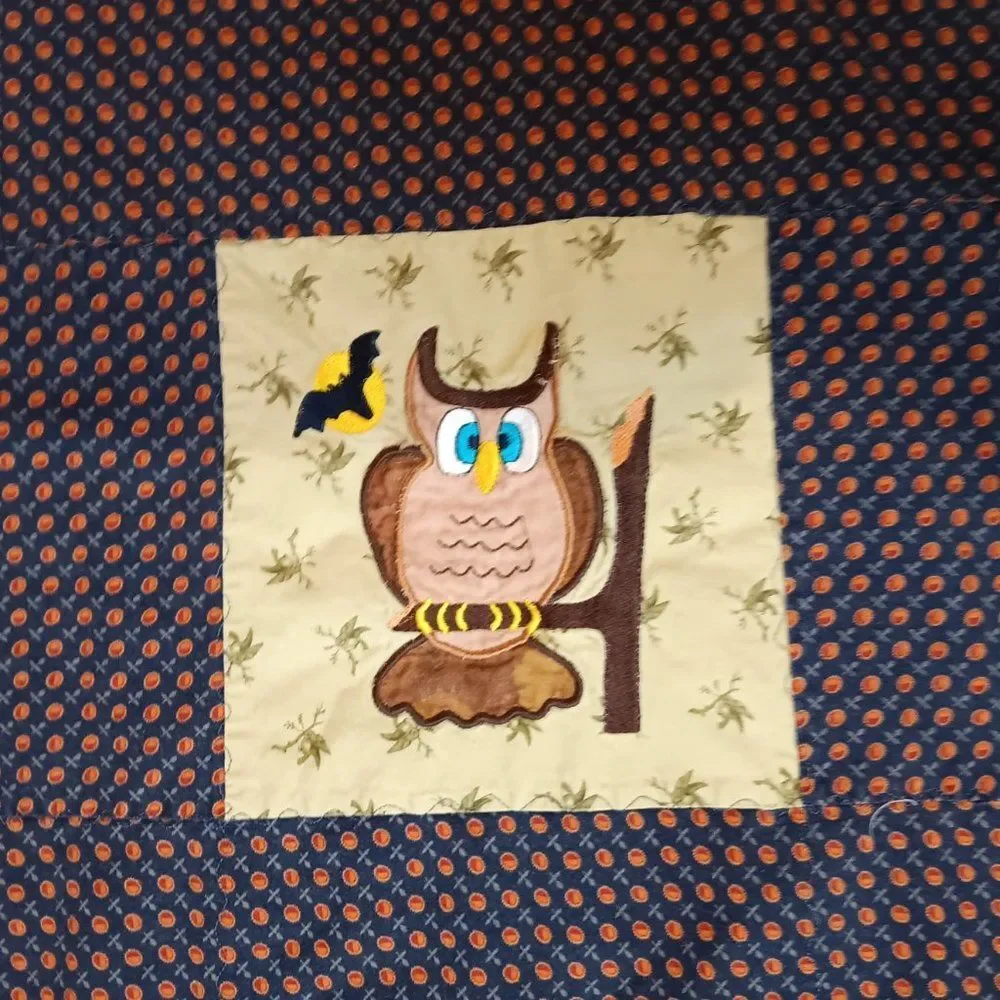 Handmade Dinosaur Spooky Applique Blanket Quilt Halloween